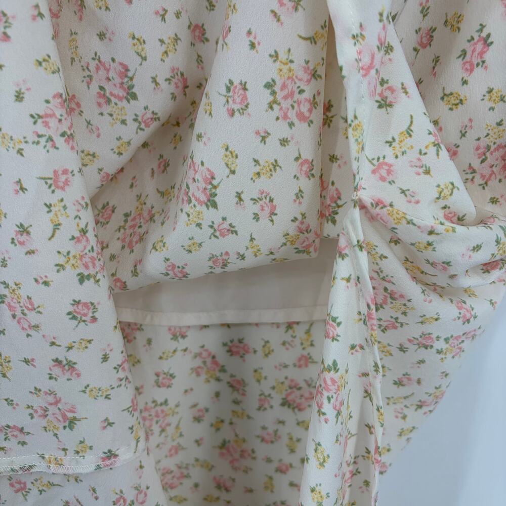BaeVely Cottagecore Micro Floral Maxi Skirt Sz L Lace Trim Coquette Romantic - Picture 5 of 11